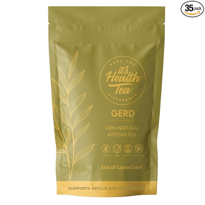 GERD Relief Herbal Tea: 8-Digestive Herb Blend Natural Acid Reflux &amp Heartburn Aid Pre/Post Meal Support 3oz with 35 Bags