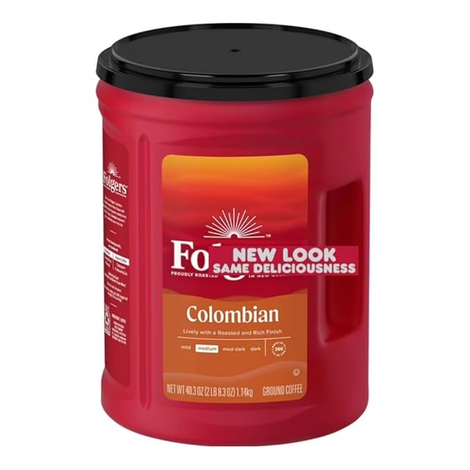 Fogers 100% Colombian Medium Roast Ground Coffee 40.3 oz Bulk Supply for Home Office and Professional Use
