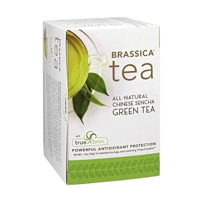 Brassica Tea Sencha Green Tea with truebroc 16 Tea Bags (6 pack)