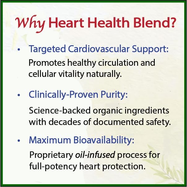 Heart Health Blend CholesterolSupport | USDA Organic Supplement w/Extracts of Green Tea Dandelion Bitter Melon Moringa | 60-Day Supply | Vegan Non-GMO Gluten-Free Made in USA