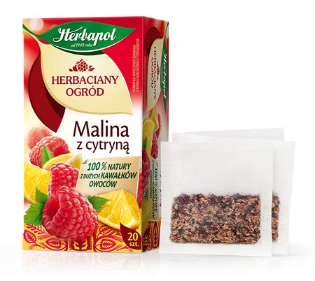Herbapol Herbal Fruit Infused Tea (Variety 4 Pack) WILD ROSE STRAWBERRY &amp WILD STRAWBERRY CRANBERRY and RASPBERRY &amp LEMON Tea Natural Flavor - 20 Silk Tea Bags Each.