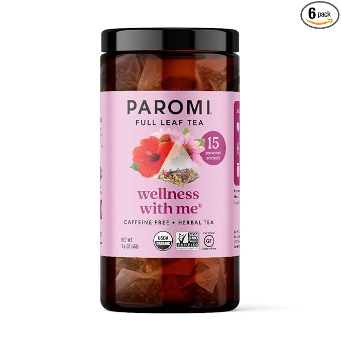 Paromi Wellness With Me Organic Herbal Tea Signature Jar 15 Count (Pack of 6)