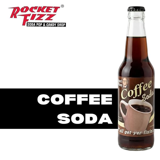 Rocket Fizz Lester’s Fixins Coffee Soda Flavor | Cane Sugar | Craft Soda Pop Drinks | 12 oz in Glass Bottle (6 Pack)