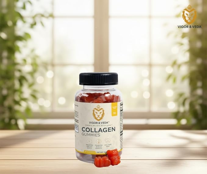 Vigor &amp Veda™ Collagen Gummies – Hair Skin &amp Joint Health – 60 Gummies