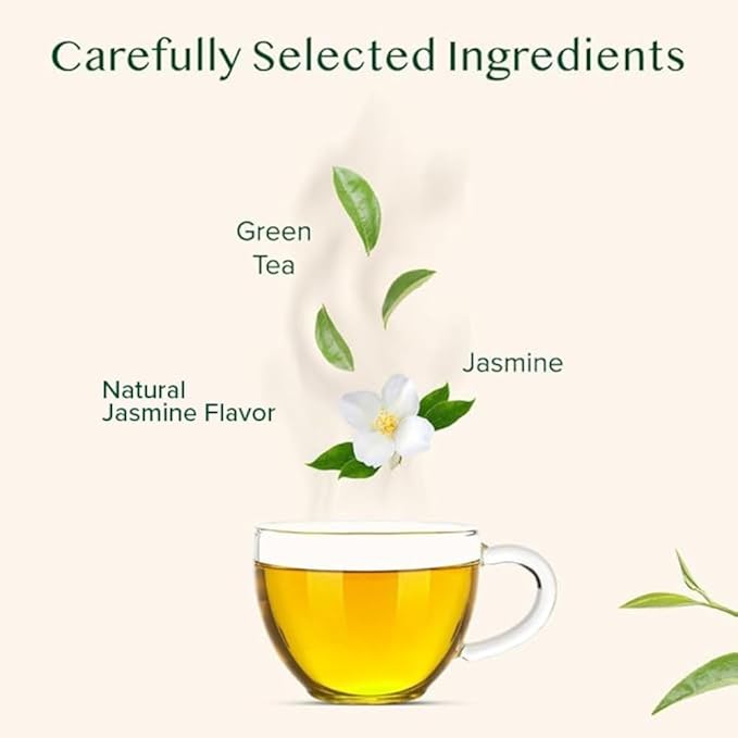 VAHDAM Jasmine Green Tea Bags (100 Count) Med Caffeine Non GMO | High Grown Green Tea Blended w/Pure Jasmine Flowers | Resealable Ziplock Pouch