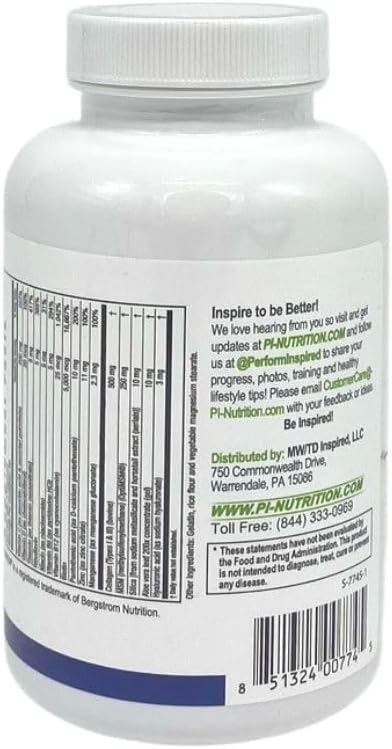 Performance Inspired Nutrition Collagen Capsules – Joint Skin Nails &amp Beauty Support – 5000mcg Biotin Silica Aloe Vera &amp Collagen Peptides – 120 Count