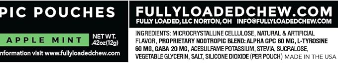 Fully Loaded Alpha Nootropic Pouches (Apple Mint) - 5 Cans - 15 Pouches per can - Effective Nootropic Delivery Nic Pouch Replacement - Faster Absorption Alpha GPC L-Tyrosine GABA