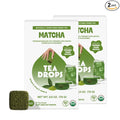 Tea Drops Lightly Sweetened Organic Tea Bulk Box | Matcha Green Tea | Iced or Hot Bagless Instant Tea Beverages Gift Set | Includes Premium Organic Japanese Matcha Powder | 10 Drops per Box