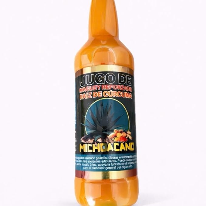 Maguey Juice - Jugo De Maguey Michoacano con Raíz de Cúrcuma Tarasco 1 Litro 33.3Fl Oz 100% Natural Beverage