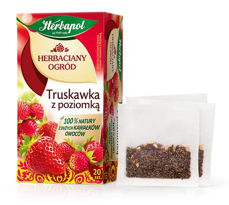 Herbapol Herbal Fruit Infused Tea (Variety 4 Pack) WILD ROSE STRAWBERRY &amp WILD STRAWBERRY CRANBERRY and RASPBERRY &amp LEMON Tea Natural Flavor - 20 Silk Tea Bags Each.