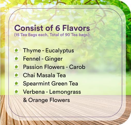 Adanim Bio A Drop of Vitality Organic Tea Sampler Variety Pack Gift Box Assorted Flavors of Green &amp Herbal Tea Gift Set Assortment 6 Flavors 90 Individually Wrapped Tea Bags Kosher Holiday Gifts