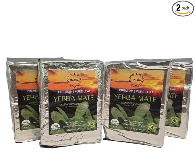 GOYERBAMATE Premium Organic Yerba Mate (Smoke Free Pure Leaf) 4 x 500g (1.1 lbs)