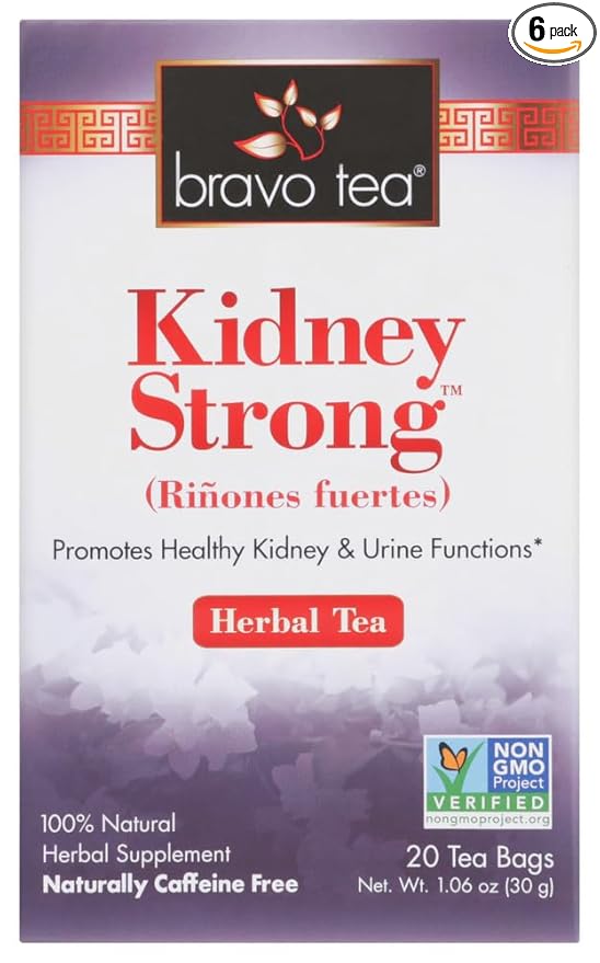 Bravo Tea Kidney Strong Herbal Tea Naturally Caffeine Free Vegan Friendly Gluten Free &amp Non-GMO 20 Tea Bags (Pack of 6)