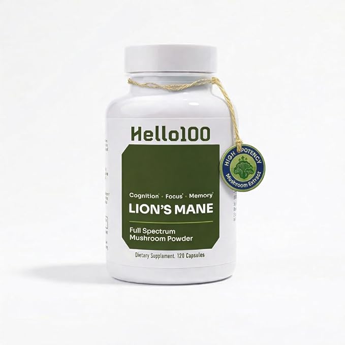 Lion’s Mane Mushroom Supplement 1000mg - Dual Extract for Focus Memory &amp Mental Clarity - High Potency Nootropic Brain Supplement with 20% Beta-Glucans - Fruiting Body &amp Mycelium - 60 Caps