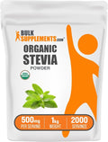 BulkSupplements.com Organic Stevia Powder - Pure Sweetener Sourced from Stevia Leaves Herbal Supplement - Vegan &amp Gluten Free 500mg per Serving 1kg (2.2 lbs) (Pack of 1)