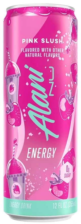 Generic Alani Energy Drinks Variety Pack - (Pack Of 12) - 2 Different Flavors : Pink Slush and Orange Kiss - 12 fl.oz. Can - By The Munchie Mix