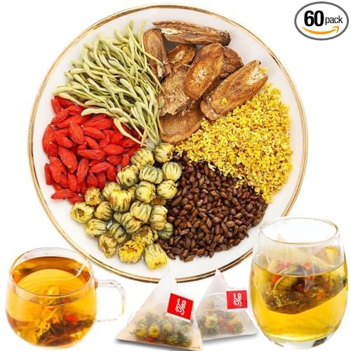 Liver Tea Formula - Goji Berry Tea Chrysanthemum Liver Tea Chrysanthemum Cassia Seed Tea Té de Hígado Crisantemo Té de Semillas Chinese Herbal Tea 60Pcs/2Bags