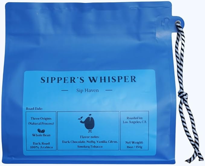 SipHaven Espresso Blend – Sipper's Whisper | Medium Roast Whole Bean Coffee | Rich Smooth Balanced Flavor | Specialty Grade Small Batch Roast | 1lb (16oz)