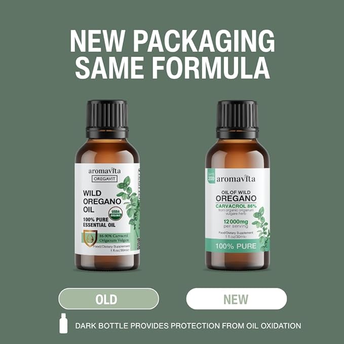 Wild Oregano Oil Organic - 100% Pure Undiluted Organic Wild Oregano Oil with 86-90% Carvacrol Immune Support - Plant-Based Herbal Supplement - Vegan Non GMO Gluten Free 1fl.oz/30ml