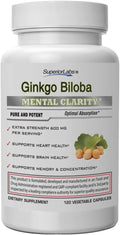 Superior Labs Ginkgo Biloba 1200 mg Non-GMO Black Pepper for Increased Absorption Ginkgo Extract Improves Memory &amp Focus Circulation Booster Natural Antioxidant Nootropic 120 Veg Caps