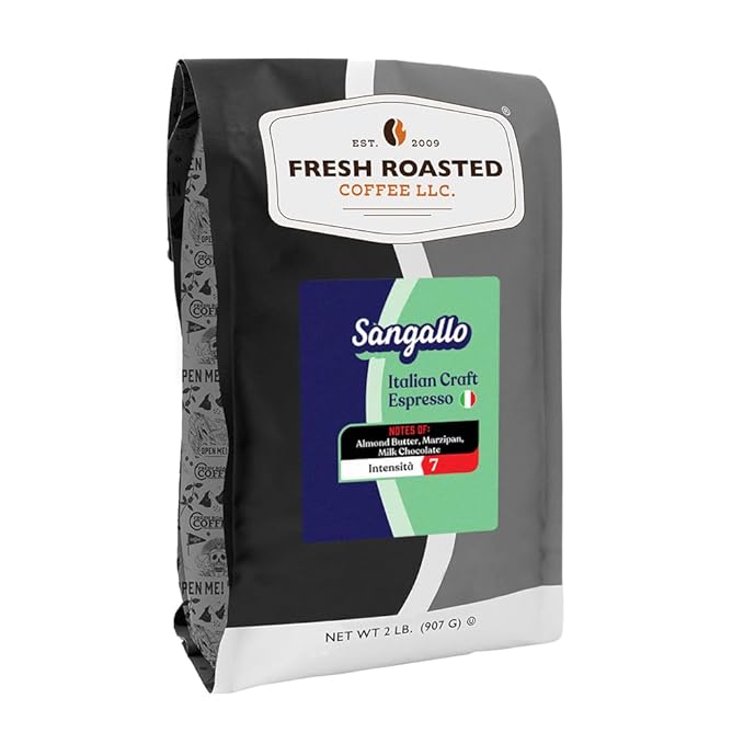 Fresh Roasted Coffee Sangallo Italian Craft Artisan Blend 2 lb (32 oz) Medium Roast Kosher Whole Bean