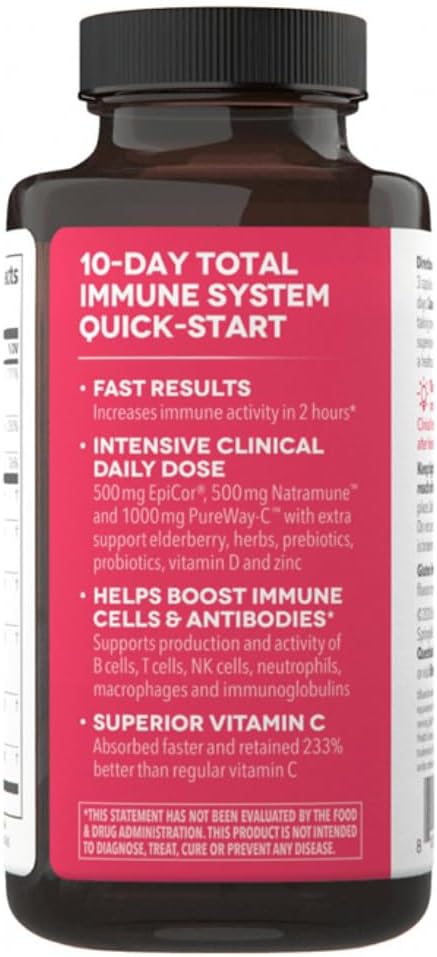 Clinical Immunity - Quick-Start - Immune System Support - Rapid Immunity Response - Boosts Antibodies B + T + NK Cells Neutrophils &amp Macrophagens - Black Elderberry &amp Pre + Probiotics - 60 C