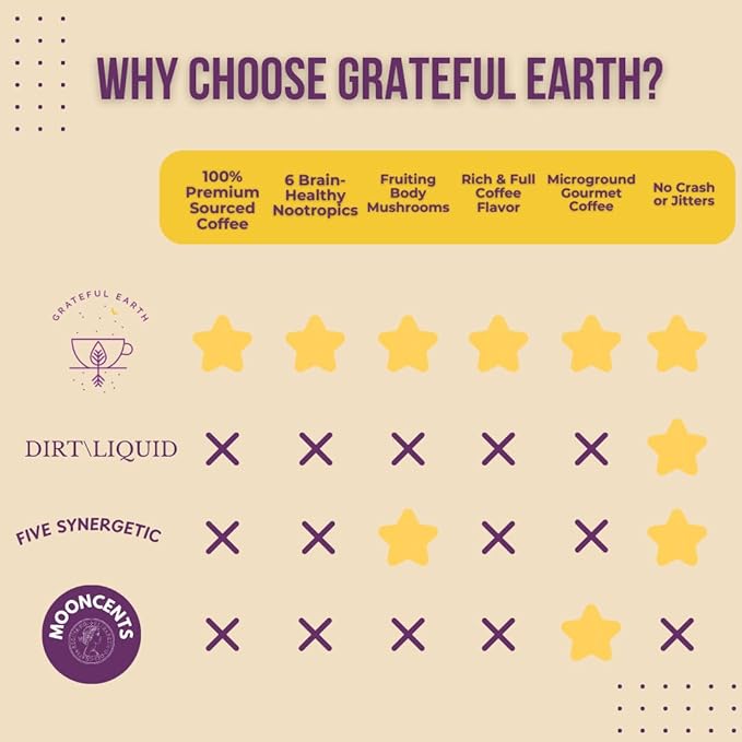 Grateful Earth Mushroom Coffee Espresso Instant Coffee with Cinnamon Turmeric Lion’s Mane Mushrooms L-Theanine Chaga Super Brain Blend Energy &amp Immune Support Dairy &amp Gluten Free 2 Bag