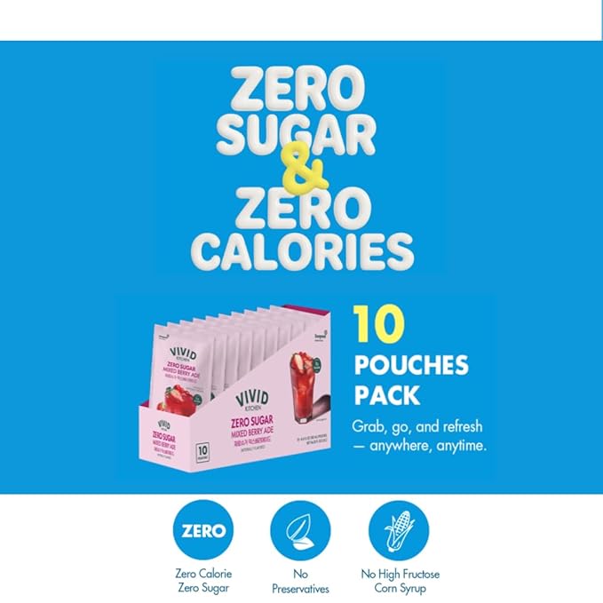 VIVID KITCHEN Korean Grape Ade – Shine Muscat Flavor – Zero Sugar Zero Calories – 6.4 fl oz (10 Pouches) – No Preservatives or Corn Syrup – Natural Korean Drink for Hydration &amp Refreshment