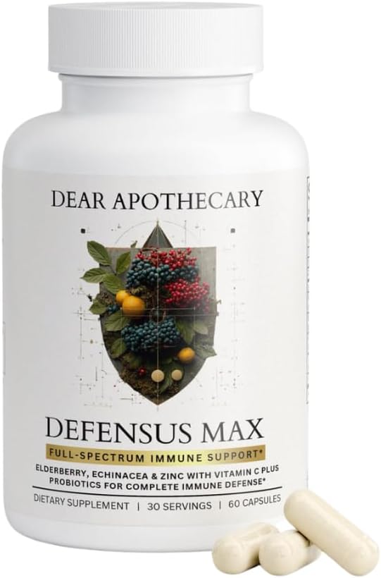 Defensus Max Immune Support Complex — Elderberry 300mg Echinacea 200mg Vitamin C Zinc Turmeric 95% Curcuminoids Probiotics 4.8 Billion CFU — 3-Layer Defense Formula for Adults — 60 Capsules