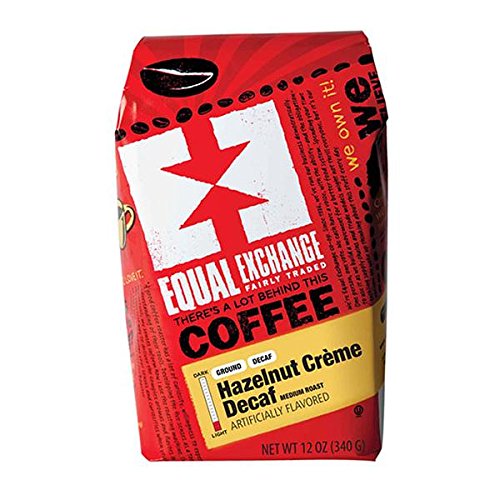 EQUAL EXCHANGE ORGANIC COFFEE HAZELNUT CREME DECAF GROUND COFFEE 12 OZ.