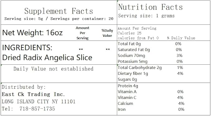 Chinese Herb Premium Dried Radix Angelica Slice Dang GUI 当归片 (16oz)