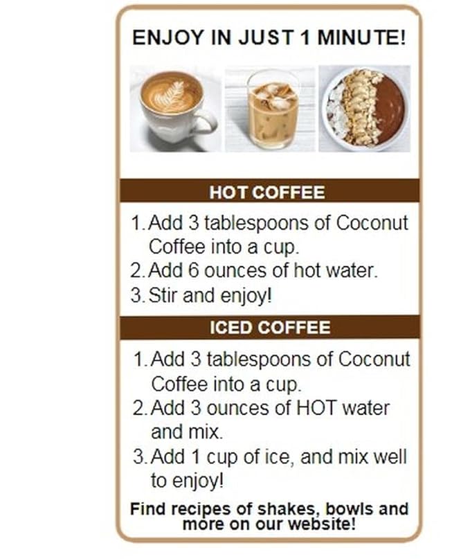 CAcafe Coconut Coffee Coconut Infused Colombian Coffee Creamy Drink Mix Make Iced or Hot Packed with Antioxidants Natural Energy and Stress Relief | 6 Pack