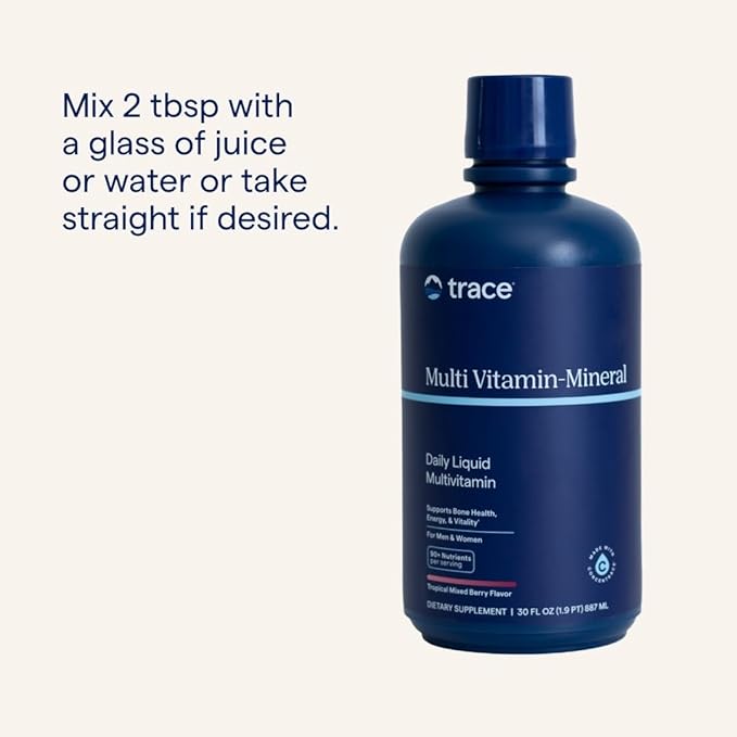 Trace Minerals Liquid Multi Vitamin-Mineral - Liquid Vitamin Supplement for Daily Health Support - Energy Support - Bone Health - Gluten-Free - Berry - 30 fl oz (30 Servings)