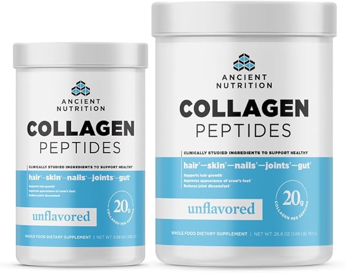 Ancient Nutrition Collagen Peptides Protein Powder Unflavored 14 Servings + Collagen Peptides Protein Powder Unflavored 28 Servings