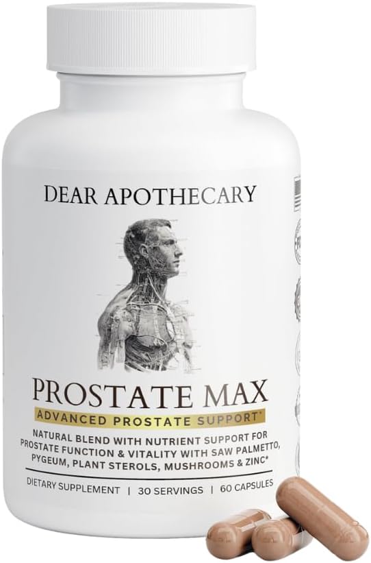 Prostate Supplement for Men - Saw Palmetto 200mg Pygeum Plant Sterols - Supports Prostate Health Urinary Flow Bladder Function - Mushroom Blend Zinc Selenium - Vegan Non-GMO - 60 Capsules