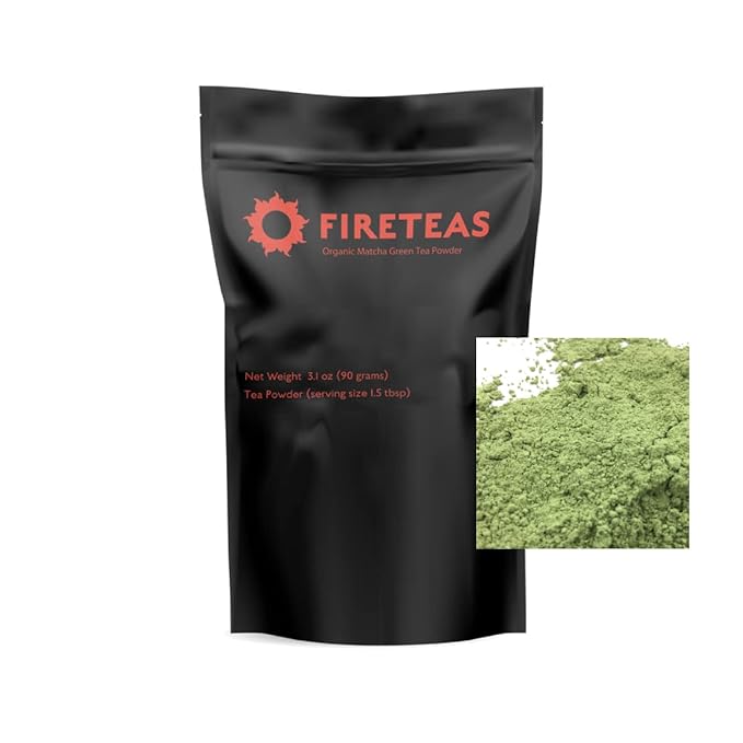 FIRE TEAS Matcha Green Tea Powder (90 Grams) - Superior Grade Delicious Healthy - Rich in Anti Oxidants -