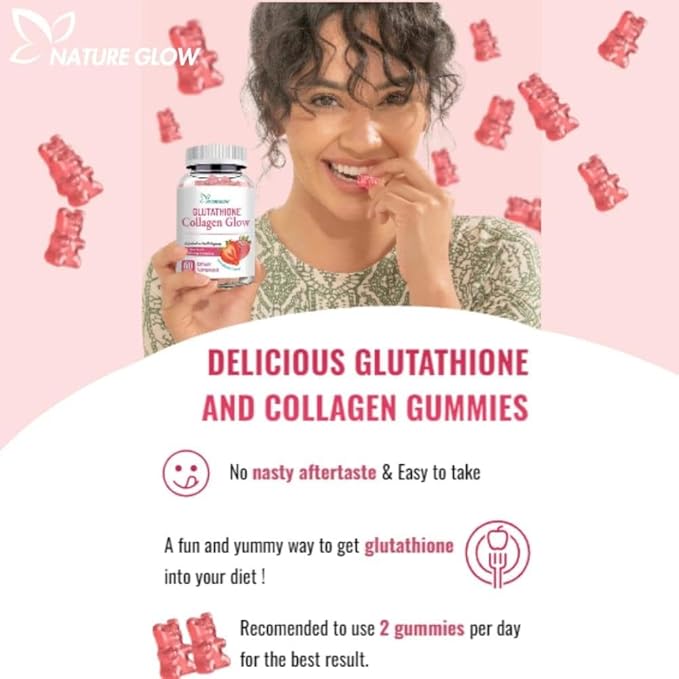 Generic Nature Glow Glutathione Collagen Glow Strawberry Flavor 60 Organic Chewable Gummies