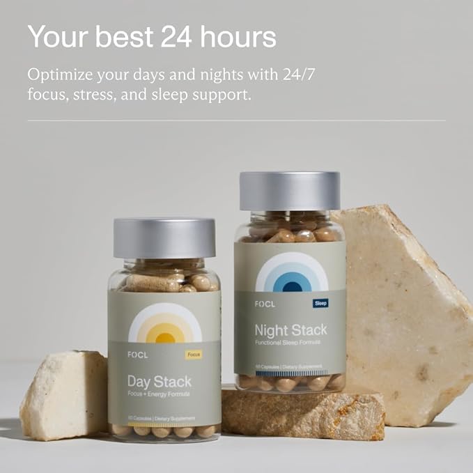 FOCL Restful Night Magnesium Sleep Supplement - Natural Sleep Aid Melatonin Free No Grogginiess Calm - Magnesium Supplement for Restorative Sleeping with Ashwagandha - Vegan Non GMO Cruelty Free
