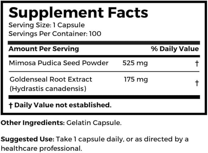Dr Clark Store Mimosa Pudica &amp Goldenseal – 100 Capsules Supports Digestive Health Gut Balance &amp Immune Support