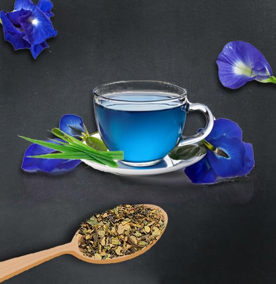 Blossom &amp Brew Mystic Blue Tea – Pure Natural Caffeine-Free | Non-GMO Vegan Gluten-Free | Blue Herbal Tea for Iced Drinks Cocktails Hot Brews and Coloring 2.47 Oz