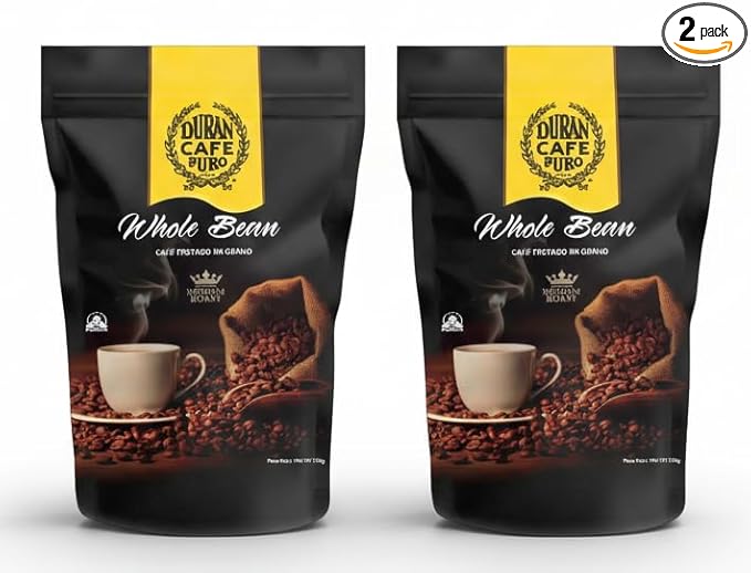 2 Packs Café Duran Panama Export Quality 100% Arabica Whole Roasted Coffee Beans 360gr (12.7oz) Freshly Imported from Chiriquis Highlands.