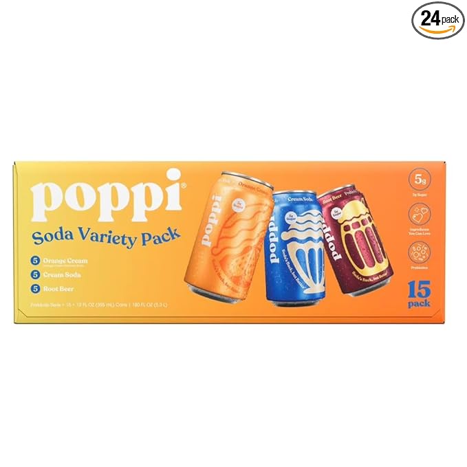 Poppis Prebiotic Soda Cream Variety Pack 12 fl. oz. 15 pk.
