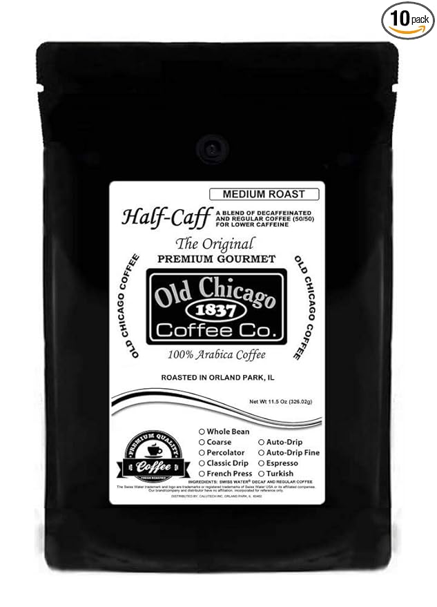 Case of 10 Half-Caff Low Caffeine Coffee Ground