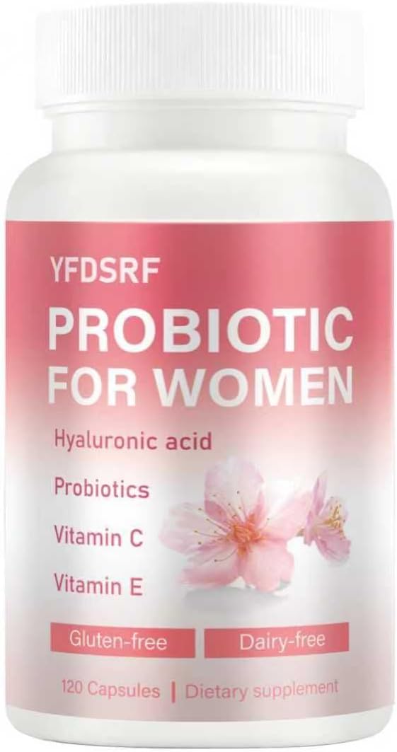 Women's Daily Probiotic Supplement with Prebiotics Multi Collagen Peptides Hyaluronic Acid and Vitamin C 120 Capsules (Unflavored)