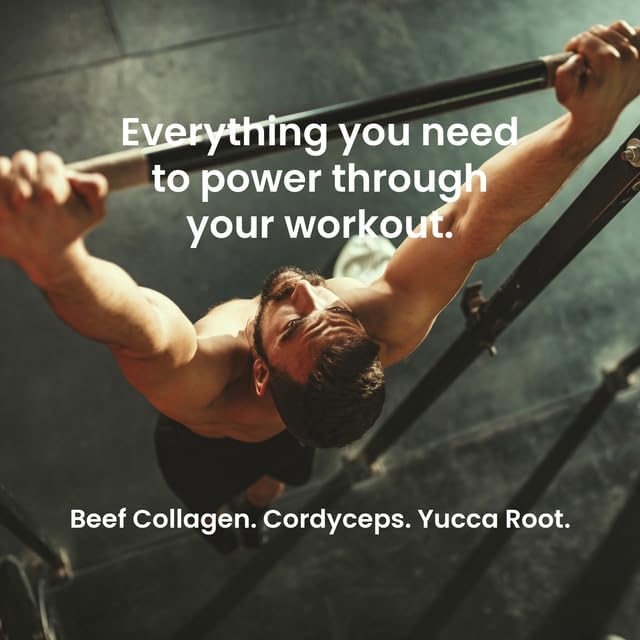 Hydrolyzed Beef Collagen Peptides Powder with Cordyceps &amp Yucca Root - Supports Muscle Recovery Gut &amp Joint Health - Mango Flavor Protein Powder 10oz