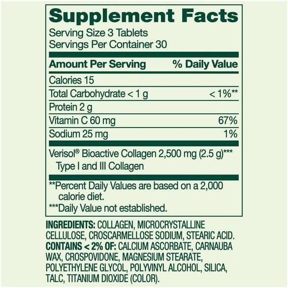 H4U Spring Valley Highly Absorbable Collagen + C Tablets for Hair/Skin/Nail Health 2500 mg 90 Count