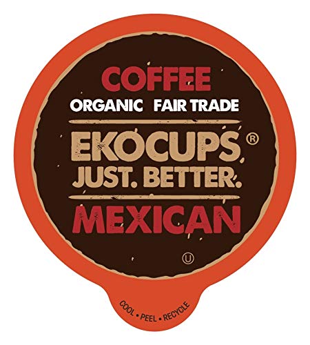 EKOCUPS Organic Mexican Roast Coffee Pods Extra 30% More Coffee Per Cup Artisan Fair Trade Dark Roast 80 Recyclable Pods for Keurig K Cup Machines