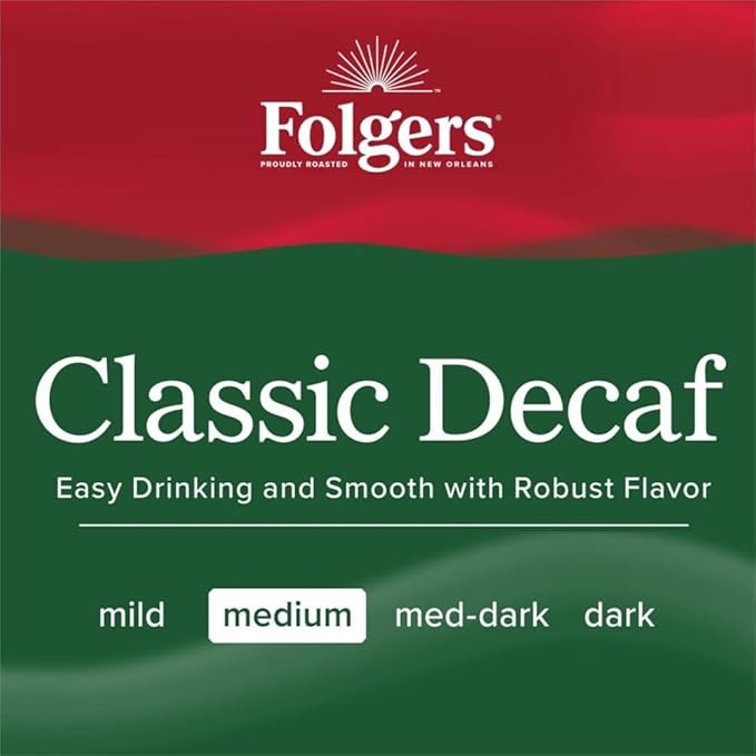 Folgers Decaf Coffee Ground Coffee Classic Medium Roast 19.2 Ounce Canister