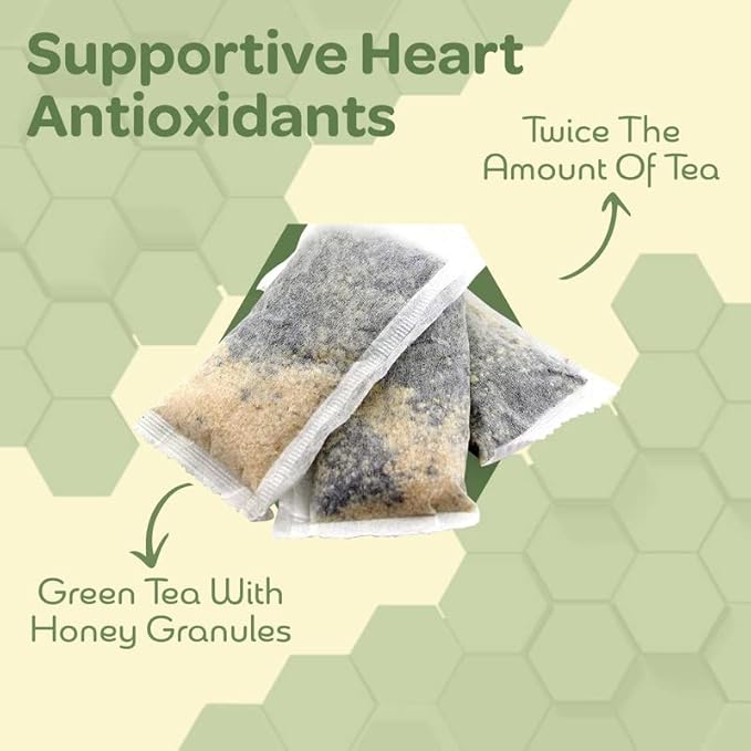 True Honey Green Tea Bags - Honey Crystals Blended in Every Sachet - Supportive Heart Antioxidants - All Natural Contains Caffeine Tea Bag 24 Count
