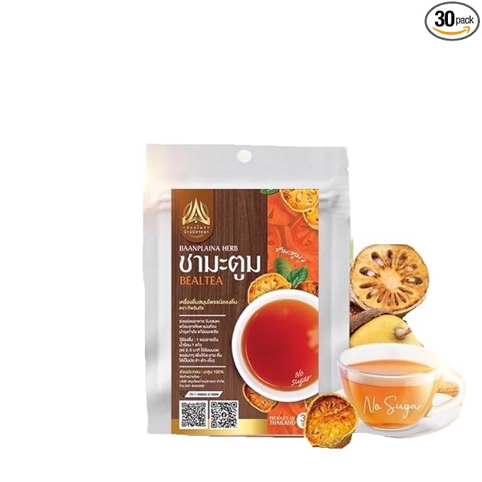 Thai Herbal Tea Bags for Relaxation and Wellness 30 Sachets Hot Tea Blend (Bael)